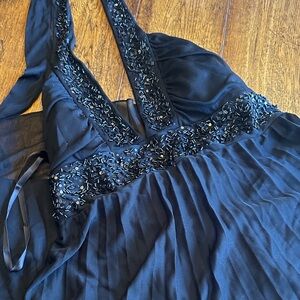 Elegant Black Beaded Halter Dress